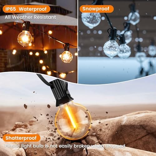 OHLUX Outdoor String Lights 220 Feet Patio Lights with 104 Edison LED G40 Globe Bulbs(4 Spares), 2200K Waterproof Connectable Edison Hanging Lighting for Backyard Balcony Outside Gazebo Party - Image 3