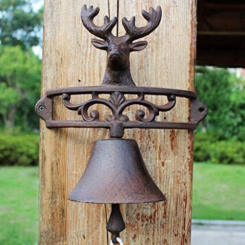 Outdoor Church School Antique Vintage Style Large Cast Iron Dinner Farm Bell Cast Iron doorbell Retro Hand Bell Door Garden Decoration Fashion Wall Hanging Wind Chime Garden Crafts by Unknown