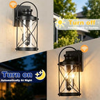 22inch Large Dusk to Dawn Outdoor Wall Lights Fixtures, Waterproof Exterior Lighting Fixtures with Photocell Sensor,Vintage Black Metal Cage Lantern Outside Lights for Porch Patio House Garage（2 Pack） - Image 3
