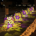Cooo 2 Pack Mosaic Solar Lantern Outdoor Waterproof IP68 Hanging Projection Light Hidden Lid Pear-Shaped Lantern with Rope Handle Solar Powered Auto On for Patio Garden Fence Table by Cooo