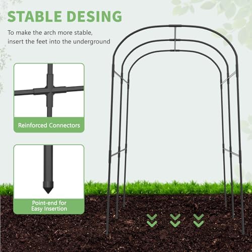 DoCred Tall Garden Arch Trellis for Climbing Plants, 83 Inch Tall Metal Plant Support Trellis Archway for Climbing Vine Vegetable/Fruit/Flower Outdoor Yard Lawn Garden Arch Tunnel Trellis - Image 2