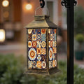 Solar Lantern Outdoor Waterproof Mexican Talavera Ceramic Tiles Spanish Maiolica Colorful Decorative Garden Decor LED Hanging Solar Lights Tabletop Lamp Gifts for Women Mom Outside Yard Patio Porch by DERUINVAIO
