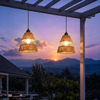 Battery powered Remote Control Hanging Pendant Light , Hand knitting 2 Pack by AVAMERY