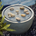 EROMMY 17.7" Garden Water Fountain Outdoor Bubbler, Resin Water Feature with 6 LED Lights & 5W Pump, Concrete-Effect Indoor Outdoor Fountain for Patio, Deck, Yard, Gray - Image 4