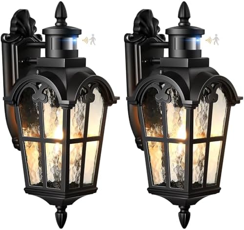 VIANIS 2 Pack Motion Sensor Outdoor Lights, Black Outside Light Fixtures by VIANISLIGHTING