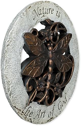 Nature is The Art of God Dragonfly 12 inch Round Dolomite Resin Stepping Stone - Image 2