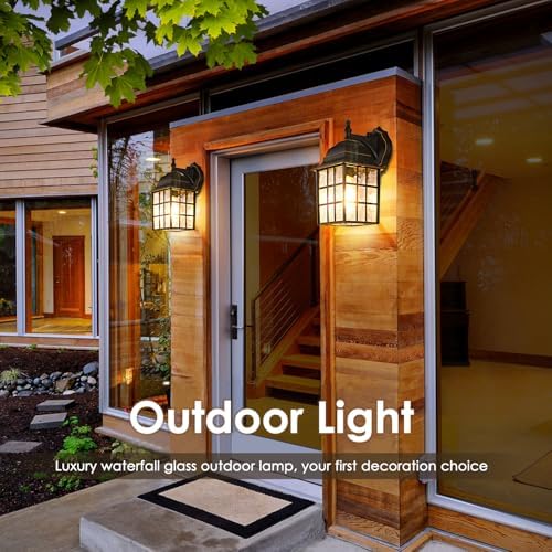 Brightever Dusk to Dawn Outdoor Wall Light Fixture, Waterproof Exterior Wall Lantern Porch Light with Photocell Sensor, Modern Bronze Outside Wall Sconce with E26 Socket for House Garage, 2-Pack - Image 6