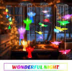 Baquler 4 Pcs Solar Wind Chimes for Outside Hummingbird Angel Butterfly Dragonfly Waterproof Hanging Solar Lights for Patio Garden Yard Porch Outside Gifts for Mom Grandma Women - Image 4