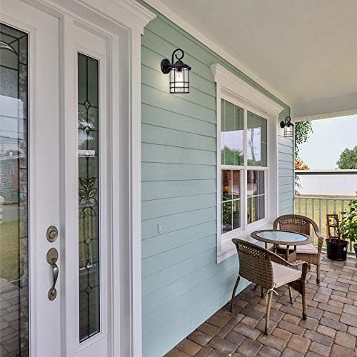MICSIU Matte Black Outdoor Wall Lantern 2-Pack Rustic Farmhouse 12.25" - Image 4