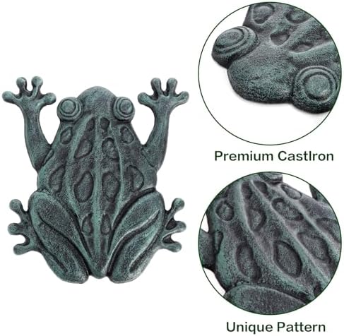 Lawei Cast Iron Frog Stepping Stone, Vintage Green Sturdy Outdoor Garden Statue, Unique Decorative Frog Flagstone Mat for Patio, Lawn, Yard, Garden Walkway, Non-Slip Entryway Rug, 12 x 10.6 in - Image 3