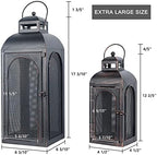Luxury Lantern Decorative Outdoor & Indoor, Set of 2 (19’’&13’’) Metal Candle Lanterns Decor, Vintage Hanging Candle Holder for Front Porch Patio Wedding Farmhouse Home, Christmas Decorations - Image 3
