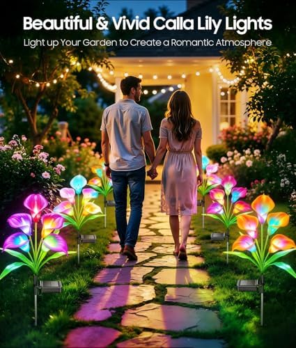 KOOPER Solar Calla Lily Lights Outdoor, 8 Pack, 40 Flower, Color Changing - Image 6