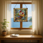 Gnome Mother Tending Her Child Stained Glass Suncatcher – Square Hanging Window Panel for Home, Garden, Nursery, Halloween, Christmas, Memorial Day – Whimsical Glass Art Gift for Gnome Lovers tpjzue - Image 6
