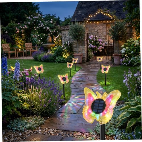 Decorative Garden Stakes, 2-Pack Butterfly Solar Lights for Outside, Yellow - Image 5