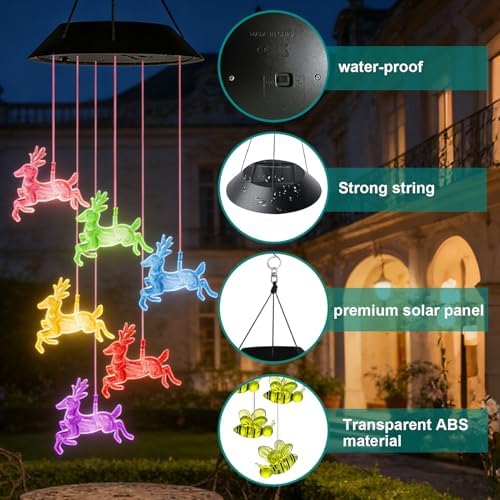 7-Color Light Changing Deer Solar Lights for Outside, Solar Lights - Image 3
