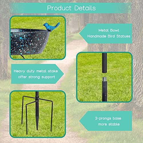 3" Deep Metal Bird Bath for Outside,Garden Freestanding Birdfeeder - Image 5