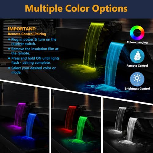 AquaMiracle Pond Waterfall Kit with LED Lights Stainless Steel Spillway - Image 4