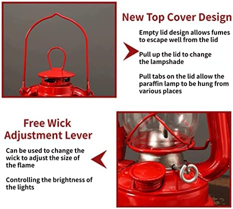 POCHY Classic Oil Lamp 12.2 Inch Oil Lamp Vintage Oil Lantern Metal Hanging Hurricane Lamp for Outdoor Indoor Lighting Use Kerosene Lamp Portable - Image 2
