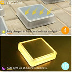 Lacasa 4 Pack Solar Deck Lights Outdoor Waterproof LED, Garden Step Lights Solar Powered Driveway Dock Marine, Dusk to Dawn Lighting for Yard Patio Pathway, Square, Warm White - Image 2