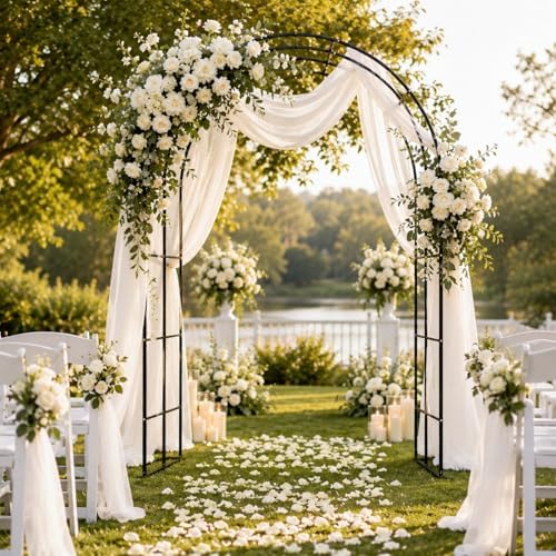 Garden Arch Trellis 55" W x 90" H Metal Arbor for Climbing Plants, Wedding Arch for Ceremony Indoor Outdoor, Black Garden Arbor for Party Decoration Backyard Lawn (Black, 55" W x 90" H) - Image 7