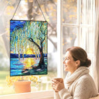 Customized Vertical Rectangle Willow Tree Suncatcher Stained Glass Window Hangings Sun Catchers Colorful Ornament Gifts for Women Mom Wife Christmas Halloween Housewarming - Image 5