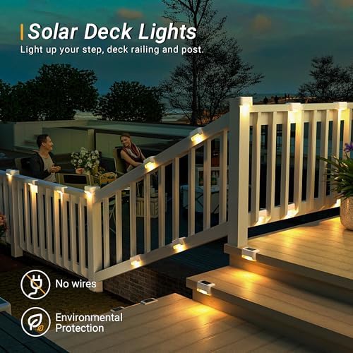 PATIOWIN Solar Fence Lights Outdoor Waterproof, Warm White, 20 Pack - Image 4