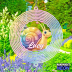 Personalized Snail Colorful Garden Wind Spinner, Custom Name 3D Kinetic Yard Ornament for Outdoor Lawn Decor Gifts - Image 3