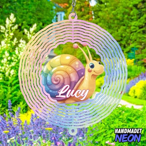 Personalized Snail Colorful Garden Wind Spinner, Custom Name 3D Kinetic Yard Ornament for Outdoor Lawn Decor Gifts - Image 3