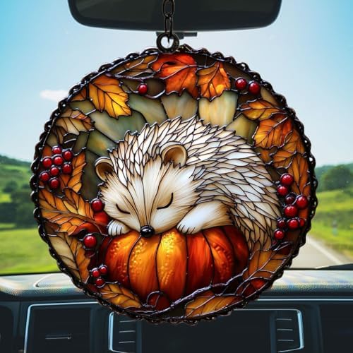 Hedgehog Pumpkin Maple Leaf Acrylic Suncatcher - Image 5
