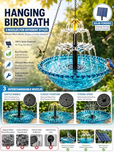 2026 Smart Birdbath Fountains Solar Power Hanging Birdbath Fountain - Image 3