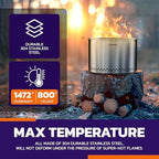 CAMPIOR Large Wood Burning Fire Pit Stove - Smokeless Outdoor Stove for Efficient Wood Fires, Camping, Cooking, and Garden Gatherings, Durable Stainless Steel with Removable Ash Pan, 20.94 lbs - Image 5