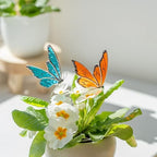 Morpho and Monarch Butterfly Plant Stake Set - Blue & Orange Decorative Plant Stakes for Indoor Plants - Colorful Insect Plant Accessories for Pots & Garden Decor - Gift Set for Plant Lovers - Image 2