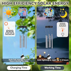 VOREEN Solar Wind Chimes with Gentle Chime Sound, Blue Mosaic Glass Lantern for Outdoor, Calming Night Glow & Relaxing Breeze Melody, Waterproof Porch Yard Garden Decor, Memorial & Sympathy Gift - Image 2
