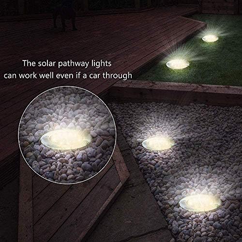 Solar Powered Disk Ground Lights Garden Grass Graden Outdoor Solar Spotlights Waterproof Lamp for Lawn Pathway Yard Driveway Step Walkway (12LED-4 Pack, Warm White Light) - Image 3
