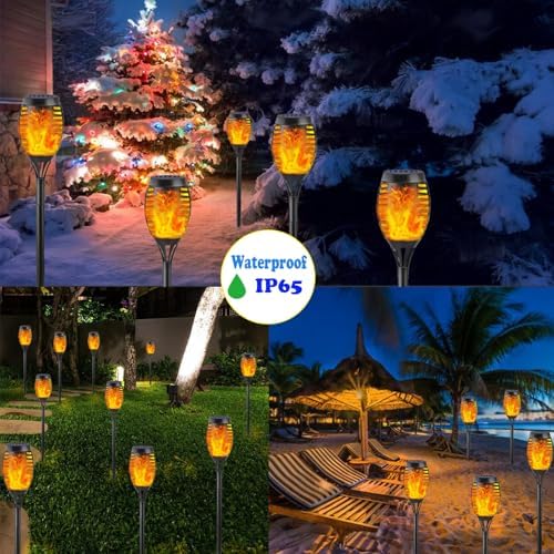 Solar Lights Outdoor,10 Pack Flame Flickering Lights,Weatherproof Torch Lights,Landscape Lighting,Perfect for Garden,Patio, Pathway Decor - Image 4