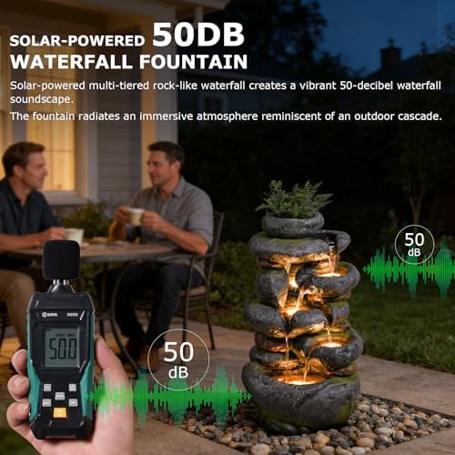 29.5''Tall Rock Solar Water Fountain Outdoor Garden Feature - Image 4