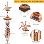 Large Solar Hummingbird Wind Chimes, Gifts for Women Mom Grandma Wife Sister Daughter Neighbor, Classic Bronze Wind Chimes with Wind Catcher, Solar Decor Lights for Outdoor Garden Patio Porch Window - Image 2