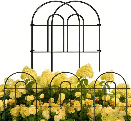 24in(H)×50ft(L) Black Decorative Garden Border Fence Total 35 Panels No Dig Metal Folding Fence Panel Garden Edging Border Fence for Animal Barrier Fencing Flower Bed Yard Patio by MTBGarden
