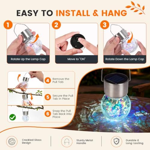 GIGALUMI Solar Hanging Lights Christmas Solar Lights Outdoor Garden Decor - Image 2