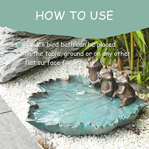 MUMTOP Bird Bath for Outdoors, Resin Garden Frogs Birdbath Bowl Yard Decor - Image 6