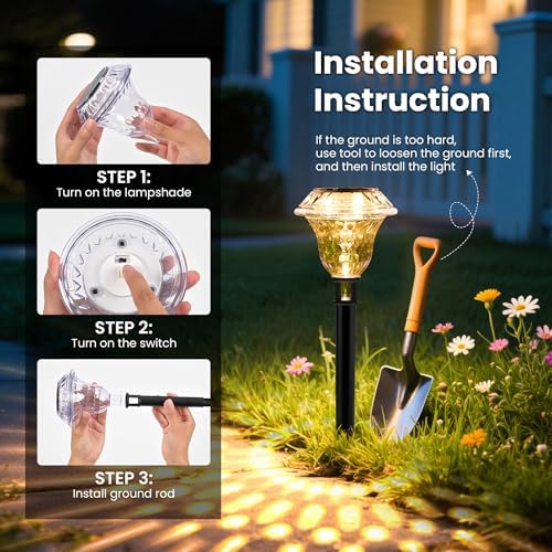 Solar Pathway Lights, Acrylic Garden Lights Outdoor Decor 6 Pack - Image 5