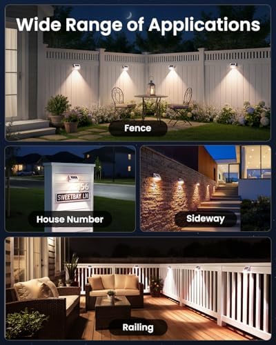 VOLISUN Vinyl Fence Lights 8 Pack, Dusk to Dawn White Solar Lights Outdoor Waterproof with Warm White LED Spot Lens, Solar Light for Fence, Yard, Wall, Backyard, Railing, Deck, and Patio - Image 6
