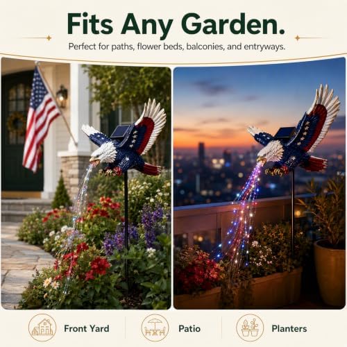 Patriotic Eagle Solar Light, Resin Outdoor Garden Stake Decor LED - Image 4