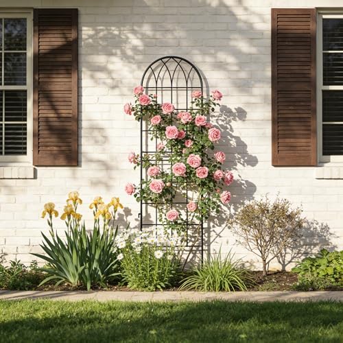 4 Pack Metal Garden Trellis for Climbing Plants, Black - Image 5