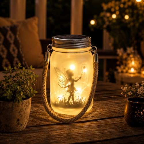 Solar Mason Jar Lights, Glass Hanging Fairy Lantern with Warm White or Multicolor Glow, Solar Garden Decor for Patio Yard Porch Outdoor Ambiance (Style 1) - Image 7
