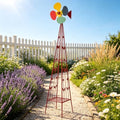 6.2ft Metal Garden Windmill for Yard - Garden Decor Wind Spinners Outdoor, Large Colorful Whirligig Spinners Wind Sculpture Weather-Resistant for Patio Farm Coastal Areas Red by NAICKUC