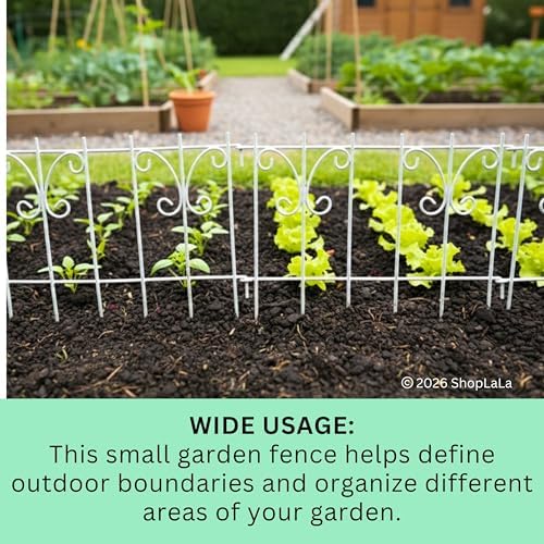 ShopLaLa Garden Fence (25 Panels) 12.5in(L) x 16.5in(H) Rustproof White Metal Wire Fences Animal Barrier Fencing, Decorative Butterfly Flower Edging for Landscape Border Panel Yard Patio Outdoor Decor - Image 4