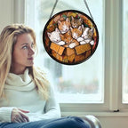 Sleeping Kittens Stained Glass Window Hanging Suncatcher Gifts 12" - Image 3