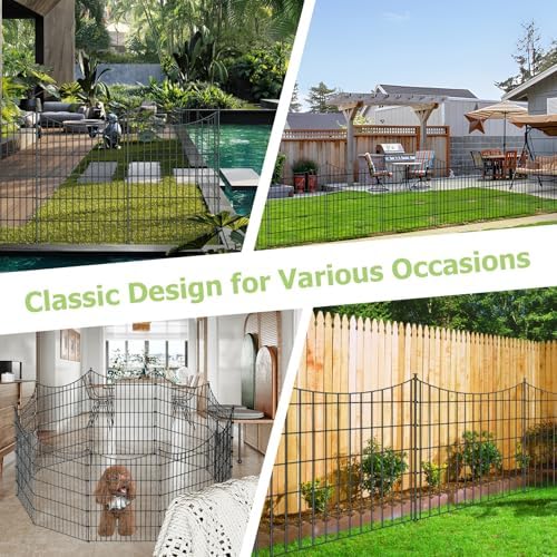 10 Panel No Dig Metal Garden Fence 40"H x 23.6'L Dog Fence Outdoor for Yard - Image 6