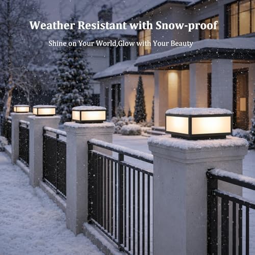 9.84 Inch Outdoor Column Lights, Black Square Pillar Post Light for Outside - Image 5